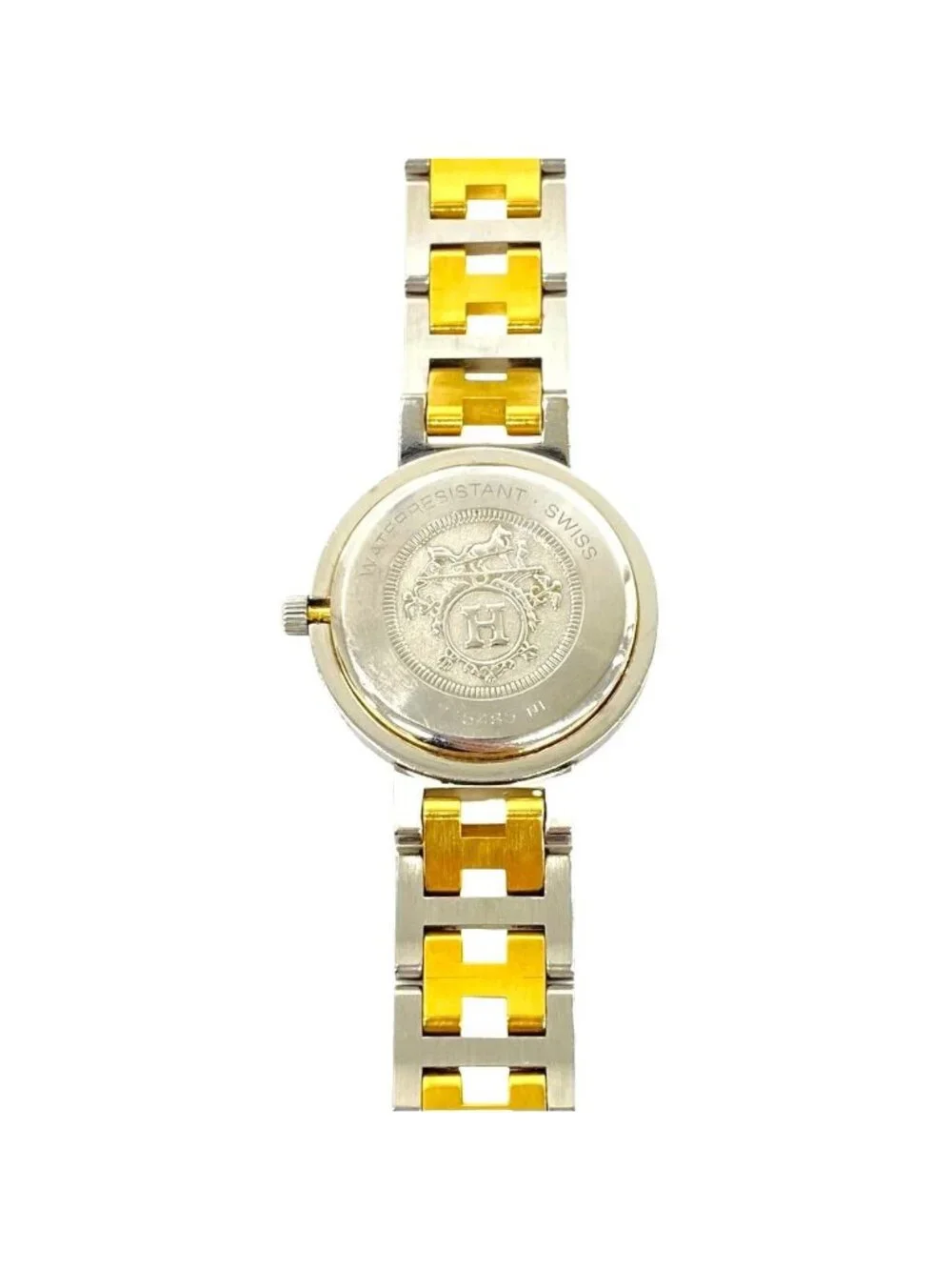 Hermes Clipper Stainless Quartz Watch Wrist Silver Gold